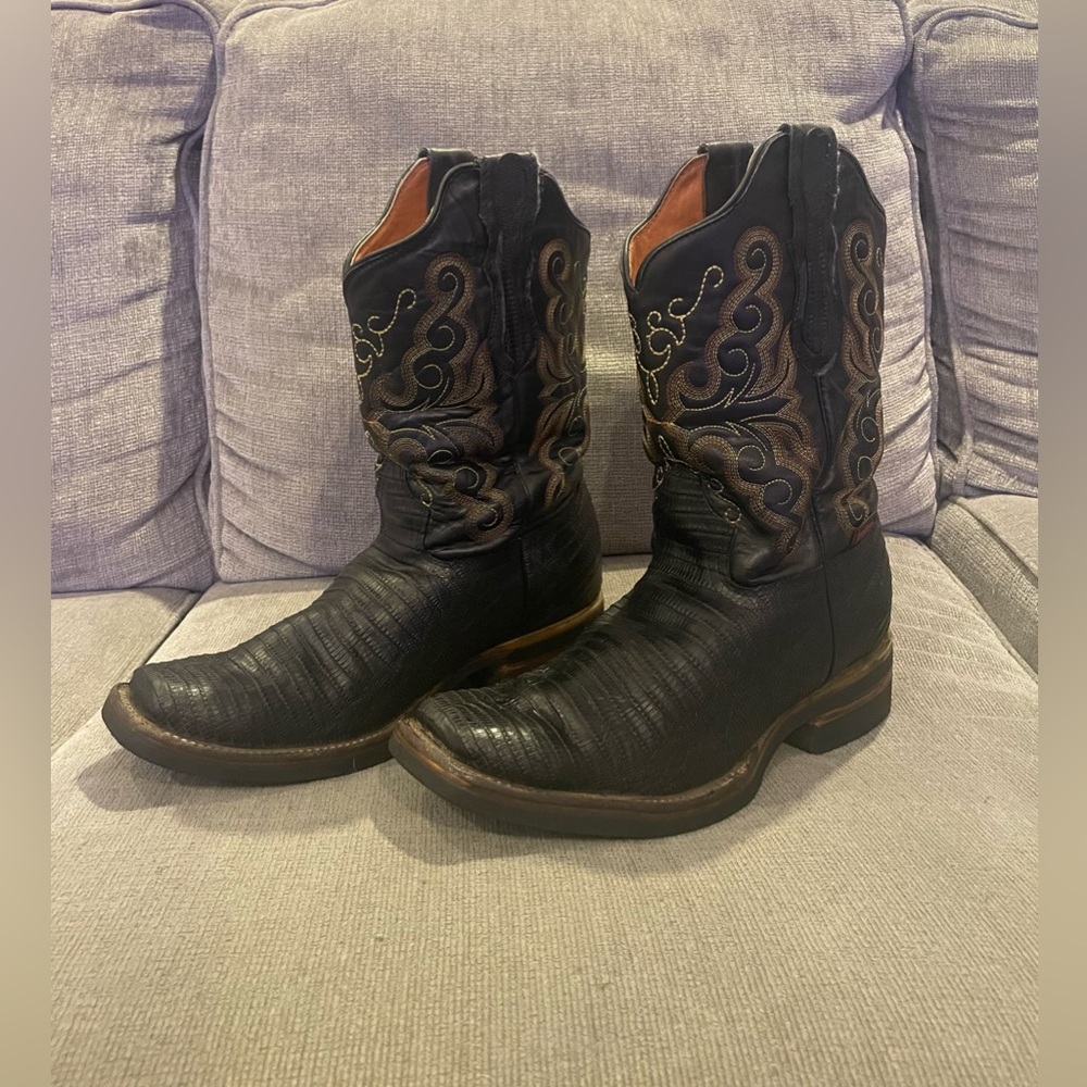 Artillero Country Mexican Armadillo Style Square Toe Boots Men's Size 9 1/2 B3